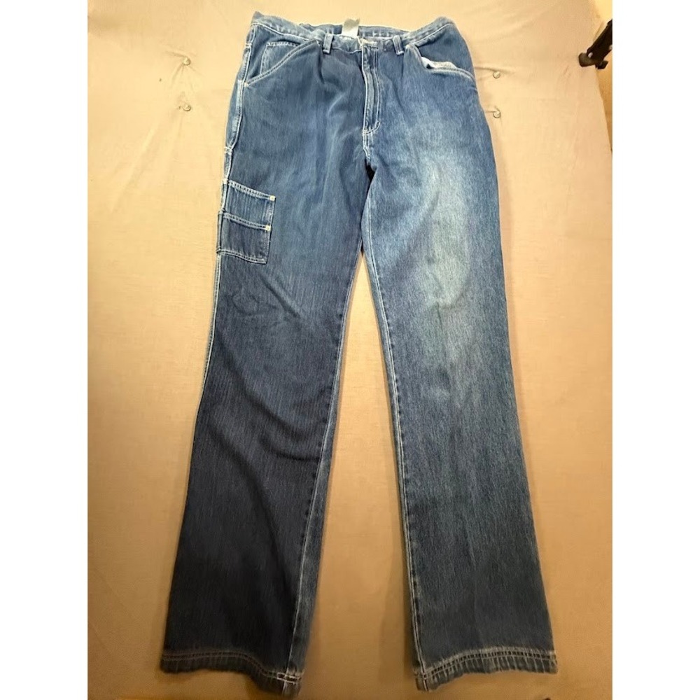 Woody's‎ Dungarees Work Pants Denim Cargo Carpenter Jeans Mens Blue 36X36.